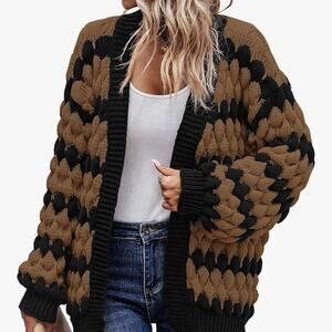 KIRUNDO Womens Cardigan Chunky Fall Fashion Lantern Sleeve Size S (C64)
